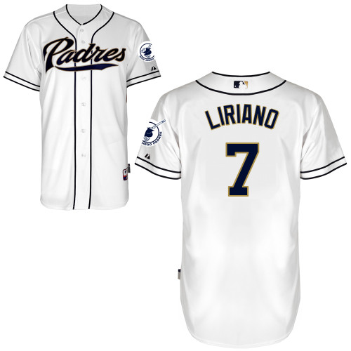 Rymer Liriano #7 MLB Jersey-San Diego Padres Men's Authentic Home White Cool Base Baseball Jersey